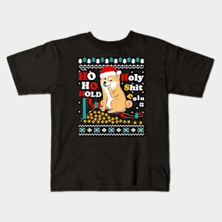 Ho Ho Hold Holy Shit Coin- Funny Shiba inu Xmas Kids T-Shirt